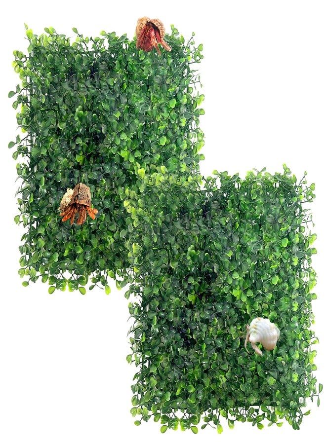 FMOACEN 2 PCS Hermit Crab Climbing Toys, Plastic Simulation Grass Aquarium Tank Decoration with 4 Suction Cups, Hermit Crab Green Plants Supplies Fake Turf, Accessories for Hermit Crab Reptile 10 x 10 Inch - Image 1